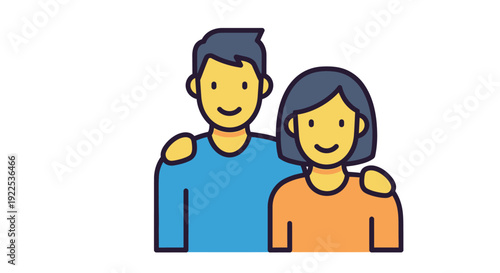Simple illustration of a couple a man and a woman standing closely together