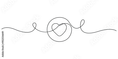 Minimalist continuous line art illustration a heart shape in a circle vector design 