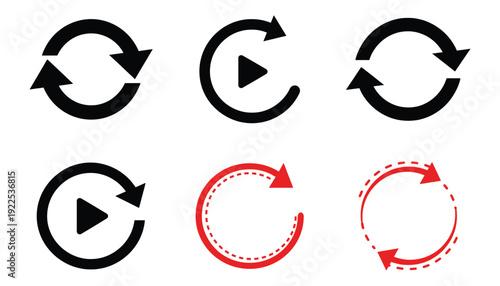Black and red circular arrows depicting cyclical processes and continuous flow