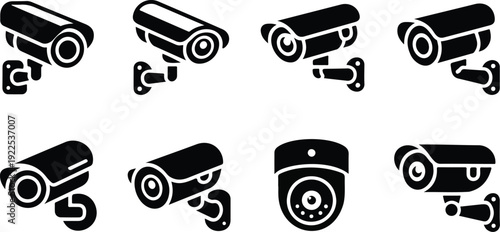 Security cameras, surveillance equipment collection, CCTV system, indoor and outdoor
