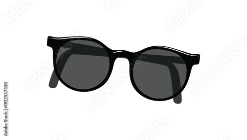 Black sunglasses vector illustration featuring modern stylish eyewear design, summer fashion accessory, UV protection concept, and minimal flat style.