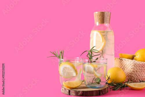 Glasses and bottle of fresh...