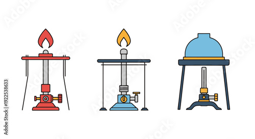 Bunsen Burner Line creative soft tone vector