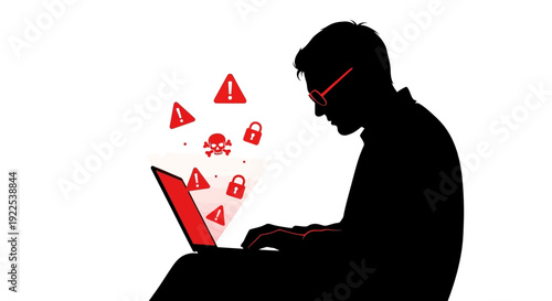 Man Experiencing Cyber Security Issues on Laptop.