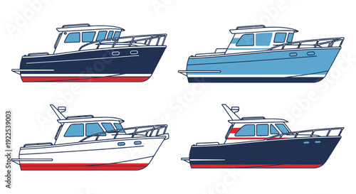 Cabin Cruiser Line modern color mix vector