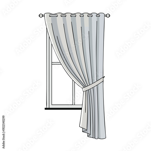 Elegant Indoor Window with Flowing Curtain for Home Decor and Design Themes
