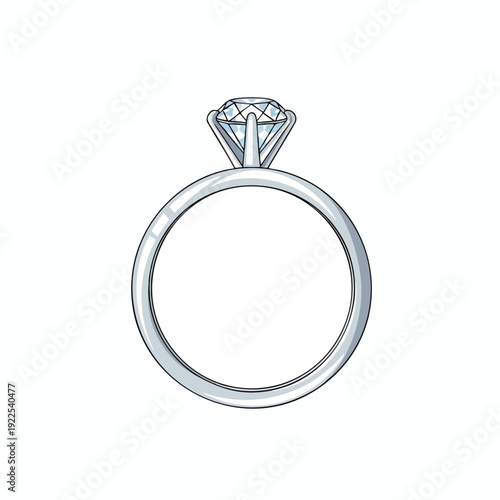Elegant Silver Engagement Ring with Round Brilliant Cut Diamond