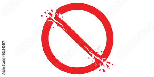 A red vector illustration featuring a forbidden no smoking sign, a do not enter symbol, and a no parking icon designed with a stop prohibition circle and a heart shape