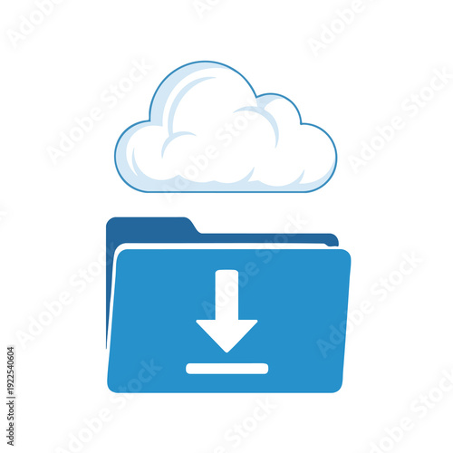 Cloud Storage and Download Folder Icon Cloud Computing Concept