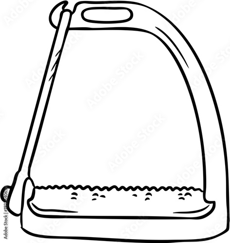 Hand drawn line art safety stirrup for horse riding and jumping isolated on transparent background