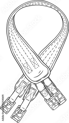 Hand drawn line art high saddle girth for horse riding and jumping sport show isolated on transparent background