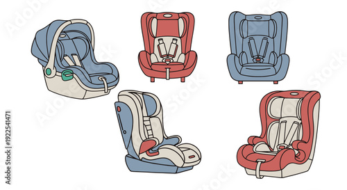 Car Seat Line art colorful design concept illustration