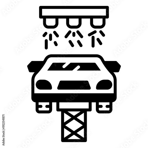 Car on Lift Under Spraying Nozzles Icon