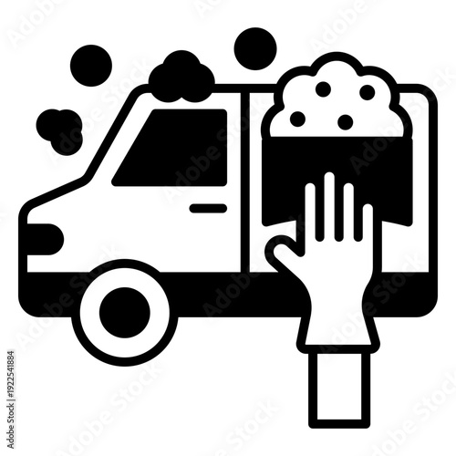 Car Wash Service Icon: Van Cleaning Illustration