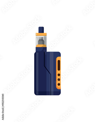Vector illustration of a blue and yellow vape mod.