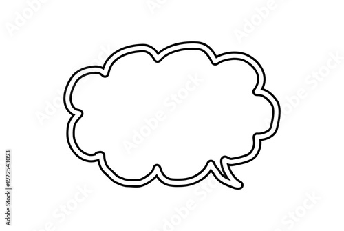 手描き風の黒い二重線の雲形吹き出しベクターイラスト