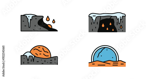 Cave Erosion Line soft tone color vector