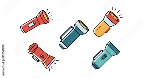 Cave Flashlight Line soft tone color vector