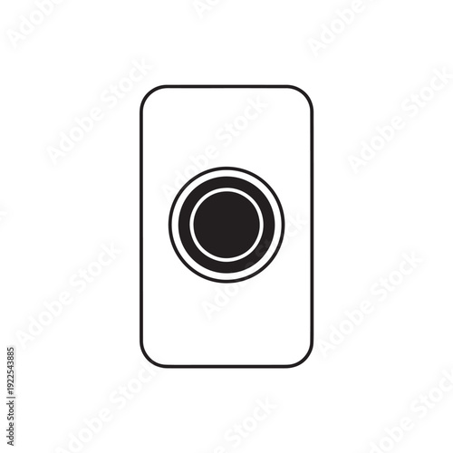 Minimalist black and white illustration of a rectangular doorbell button for modern home technology.
