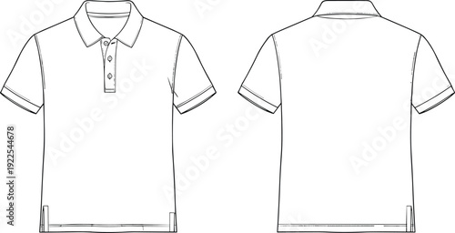 polo, shirt, tshirt, apparel, clothing, fashion, casual, sportswear, garment, outline, template, mockup, technical, drawing, vector, illustration, design, front, back, collar
