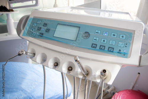 Dental unit control panel close-up