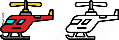 Helicopter aircraft transport vector icon aviation rescue air vehicle flat illustration