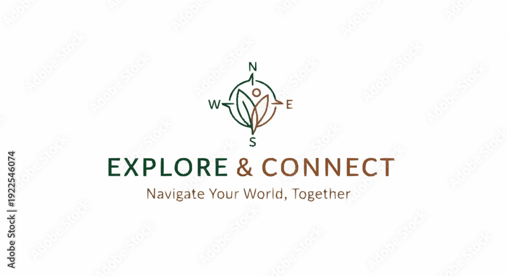 Fototapeta premium Compass Logo with Explore Connect Text.