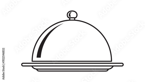 Elegant dining cover cloche resting on a plate symbolizing service and cuisine.