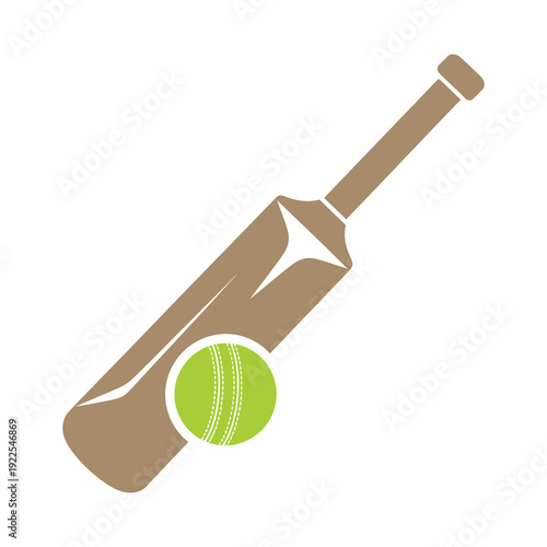 Cricket Bat and Ball Illustration.