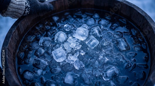 Ice cubes are immersed in i...