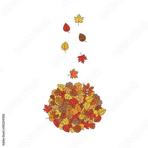 Autumn Leaves Falling into Pile