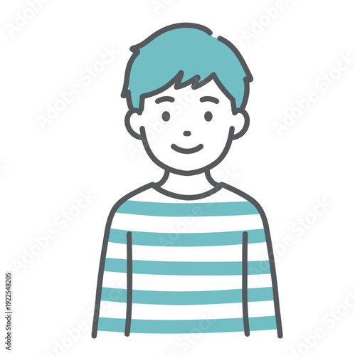 笑顔の男の子（子ども）のイラスト（正面・上半身）