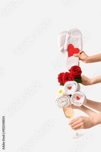 Female hands with spa suppl...