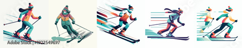 Vector Illustration of a Man Skiing