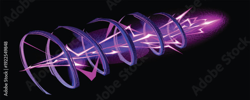 Radial motion blur background. 3d speedy neon background design with ultra violet and blue laser light circle. Long time exposure vector. Concept of cyber highway, digital hyperspace or speed of light