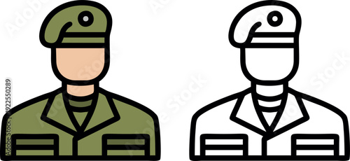 Avatar of Soldier in Uniform with Beret Illustration