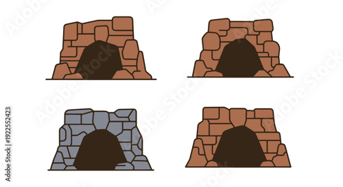 Cave Walls Line art abstract digital color vector