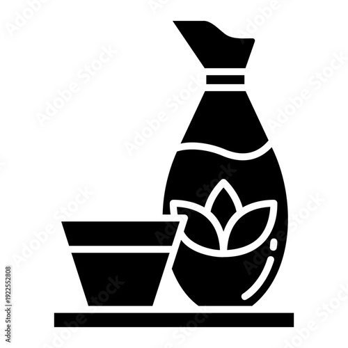 Traditional Japanese Sake Set Illustration