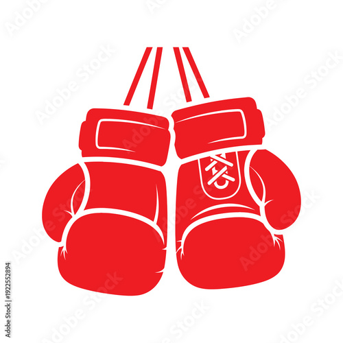 Red Boxing Gloves Hanging Illustration.