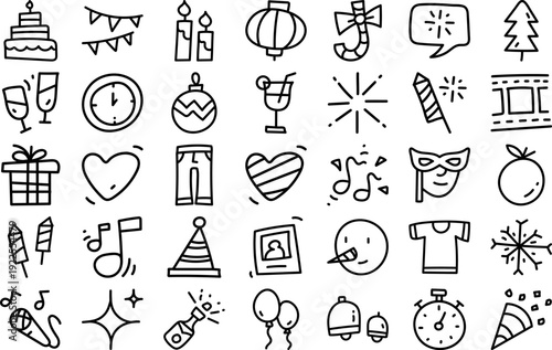 New Year Party Celebration - Vector Illustration