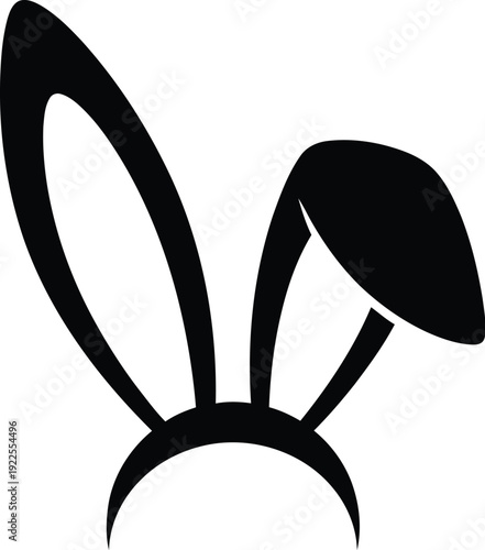 Simple black and white silhouette icon representing a cute bunny ear headband accessory perfect for easter celebrations or playful costume design concepts