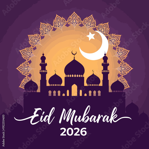 Eid Mubarak premium vector illustration greeting card and template. 