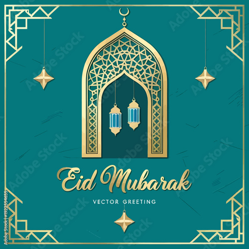 Eid Mubarak premium vector illustration greeting card and template. 