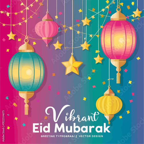 Eid Mubarak premium vector illustration greeting card and template. 