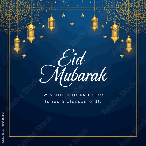 Eid Mubarak premium vector illustration greeting card and template. 