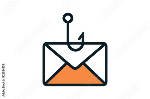 email phishing scam icon with hook and envelope
