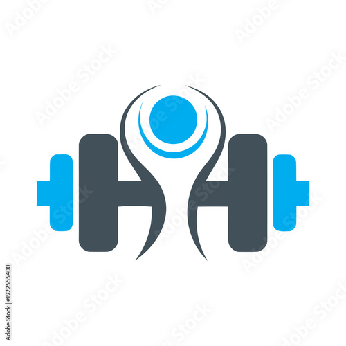 Stylized Dumbbells with Blue Accent Design.