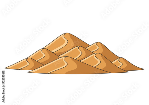 Stylized Orange Mountain Range Vector Illustration with Bold Lines and Abstract Peaks