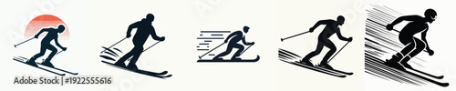 Silhouette Vector Illustration of a Person Skiing