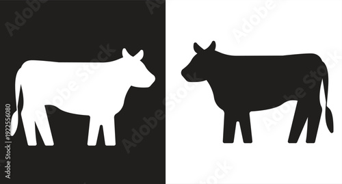 Cow icon, black and white image design. Suitable for websites, logos, apps, templates, and UI designs. EPS10, vector illustration.